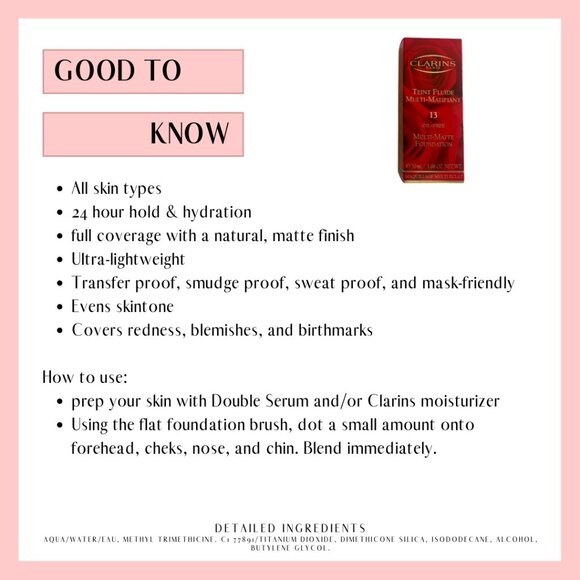 Clarins Multi Matte Foundation - Shade 13 - Picture 2 of 2